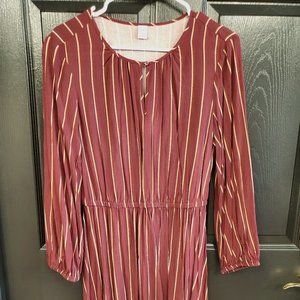 Old Navy Burgundy 3/4 Sleeve Keyhole Dress